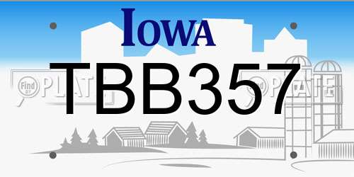 TBB357 Iowa License Plate