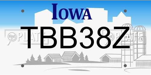 TBB38Z Iowa License Plate