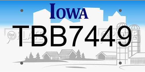 TBB7449 Iowa License Plate