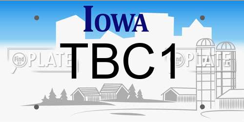 TBC1 Iowa License Plate