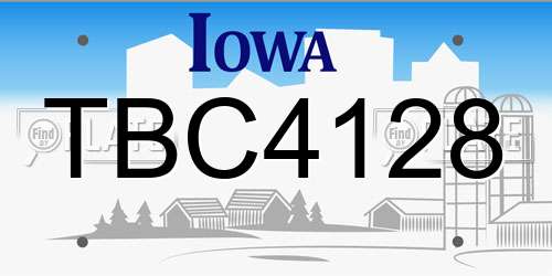 TBC4128 Iowa License Plate