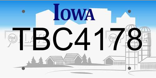 TBC4178 Iowa License Plate