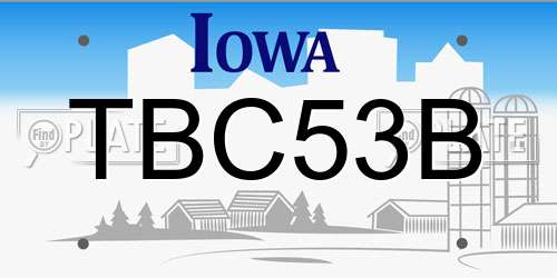 TBC53B Iowa License Plate