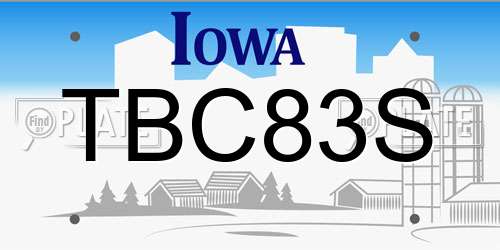 TBC83S Iowa License Plate