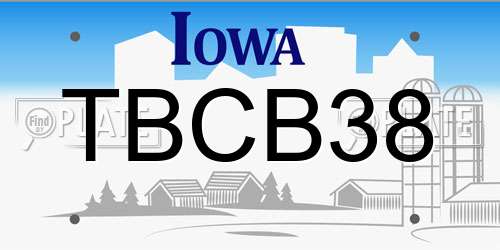 TBCB38 Iowa License Plate