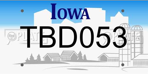TBD053 Iowa License Plate