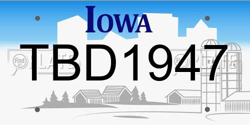TBD1947 Iowa License Plate