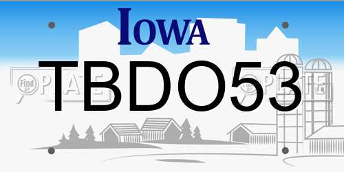 TBDO53 Iowa License Plate