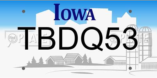 TBDQ53 Iowa License Plate