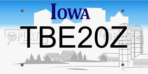 TBE20Z Iowa License Plate