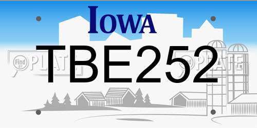 TBE252 Iowa License Plate