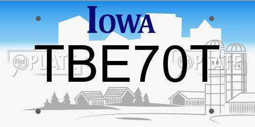 TBE70T Iowa License Plate