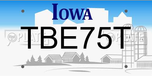 TBE75T Iowa License Plate