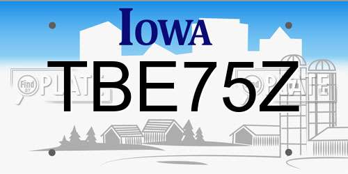 TBE75Z Iowa License Plate