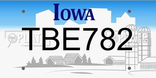 TBE782 Iowa License Plate