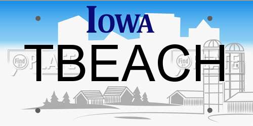 TBEACH Iowa License Plate