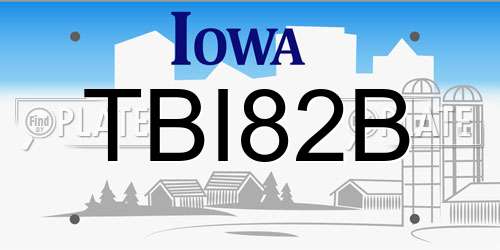 TBI82B Iowa License Plate