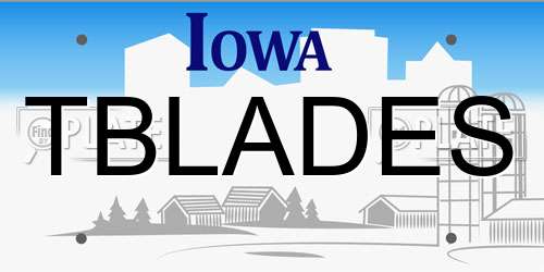 TBLADES Iowa License Plate