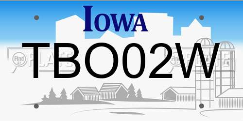 TBO02W Iowa License Plate