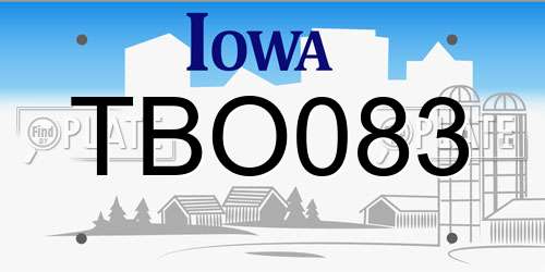 TBO083 Iowa License Plate