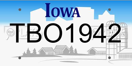 TBO1942 Iowa License Plate