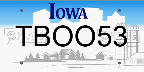 TBOO53 Iowa License Plate