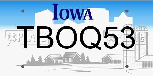 TBOQ53 Iowa License Plate