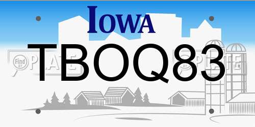 TBOQ83 Iowa License Plate