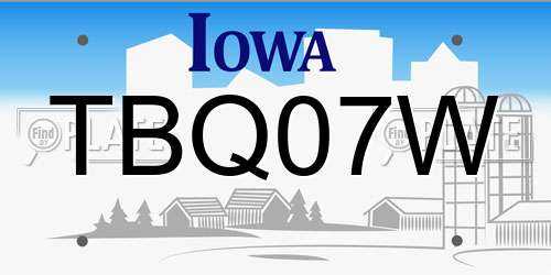 TBQ07W Iowa License Plate