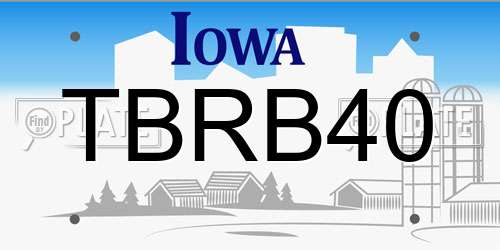 TBRB40 Iowa License Plate