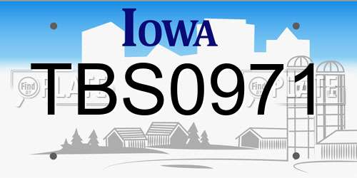 TBS0971 Iowa License Plate