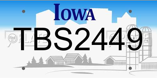 TBS2449 Iowa License Plate