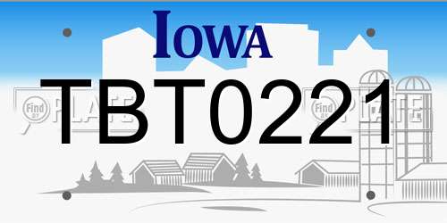 TBT0221 Iowa License Plate