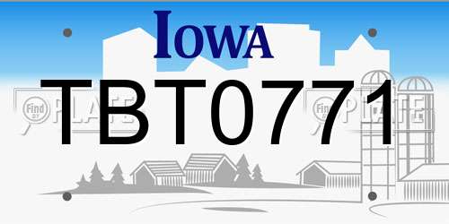 TBT0771 Iowa License Plate