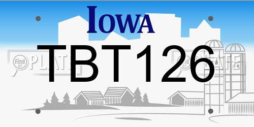 TBT126 Iowa License Plate