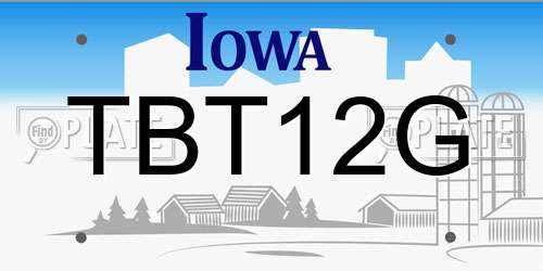 TBT12G Iowa License Plate