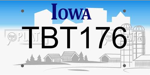 TBT176 Iowa License Plate