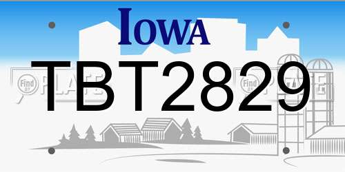 TBT2829 Iowa License Plate