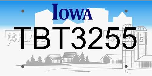 TBT3255 Iowa License Plate