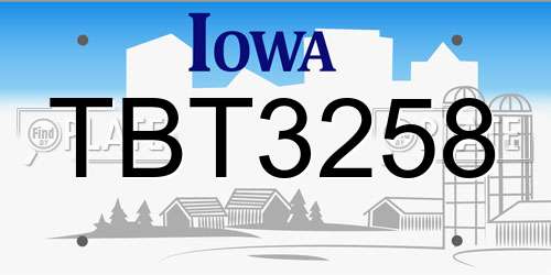 TBT3258 Iowa License Plate