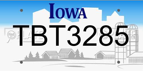 TBT3285 Iowa License Plate
