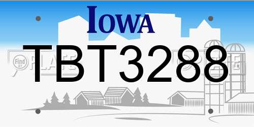 TBT3288 Iowa License Plate