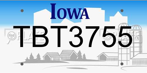 TBT3755 Iowa License Plate
