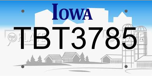 TBT3785 Iowa License Plate
