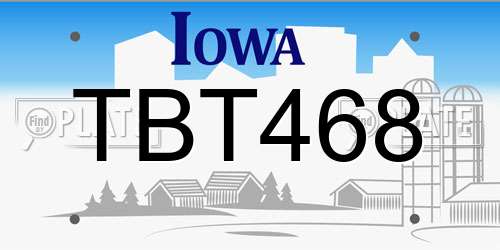 TBT468 Iowa License Plate