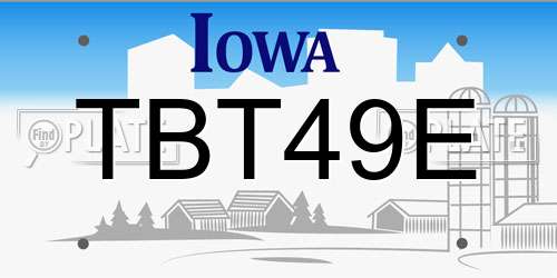 TBT49E Iowa License Plate