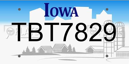 TBT7829 Iowa License Plate