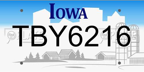 TBY6216 Iowa License Plate
