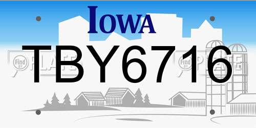 TBY6716 Iowa License Plate