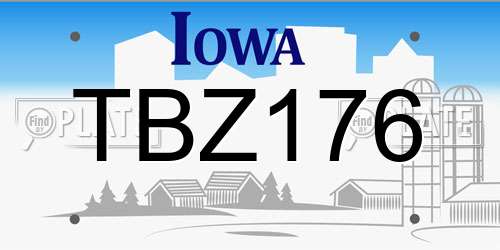 TBZ176 Iowa License Plate